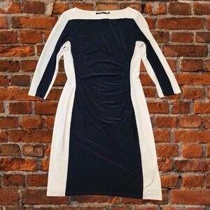 Lauren by Ralph Lauren Black And White Slimming Sheath Dress Sz 12 Color Block